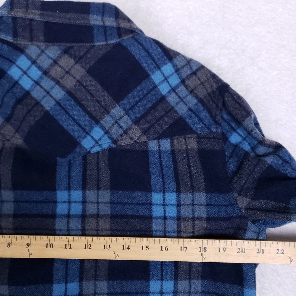 Archive Denim Trade Wool Blend Plaid Shirt‎ Jacket Blue Gray Western Snap M